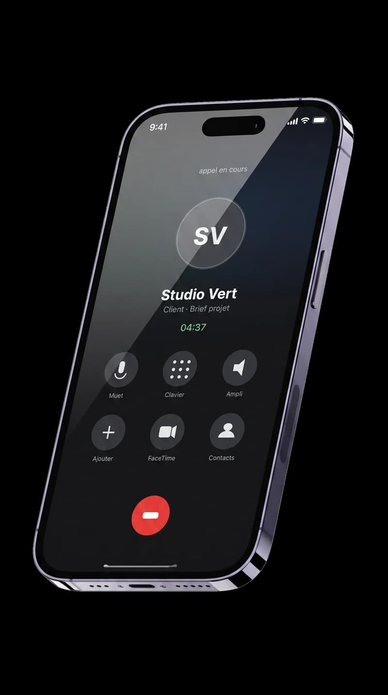 Appel de cadrage avec le client sur un iPhone